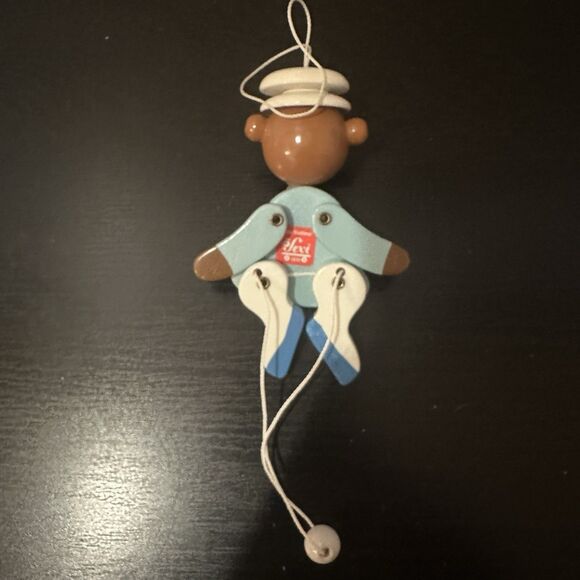 Vintage MCM Sevi Italy Child's Baby Wooden Pull Toy Harlequin Mid-Century - Picture 2 of 5